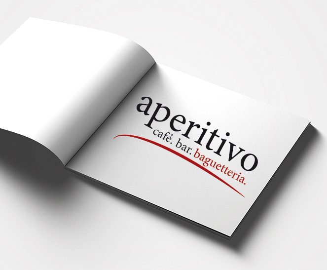 Ein Buch zeigt das Logo des Kunden Aperitivo, welches von der Werbeagentur Werbereich OG erstellt wurde.