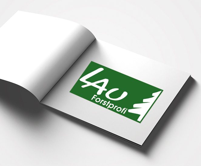 Ein Buch zeigt das Logo des Kunden Lau Forstprofi, welches von der Werbeagentur Werbereich OG erstellt wurde.